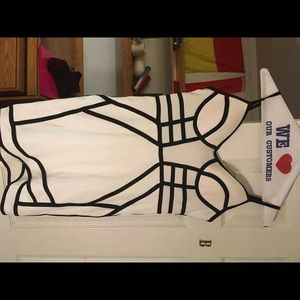 White and black tight dress